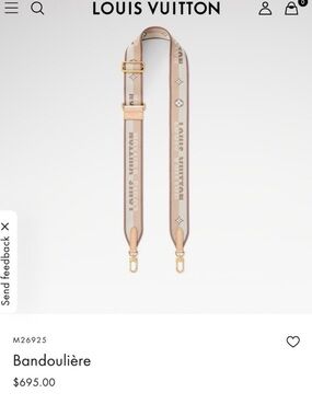 Louis Vuitton Beige and Pink Jacquard Bandoulière Strap with Gold Hardware